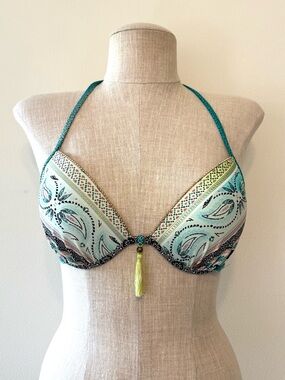 Shade & Shore Paisley Bikini Top with Tassel